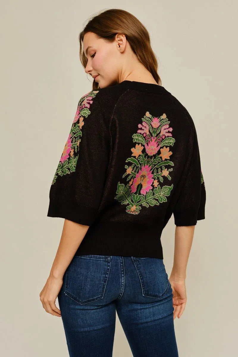 Half Sleeve Floral Pattern Top