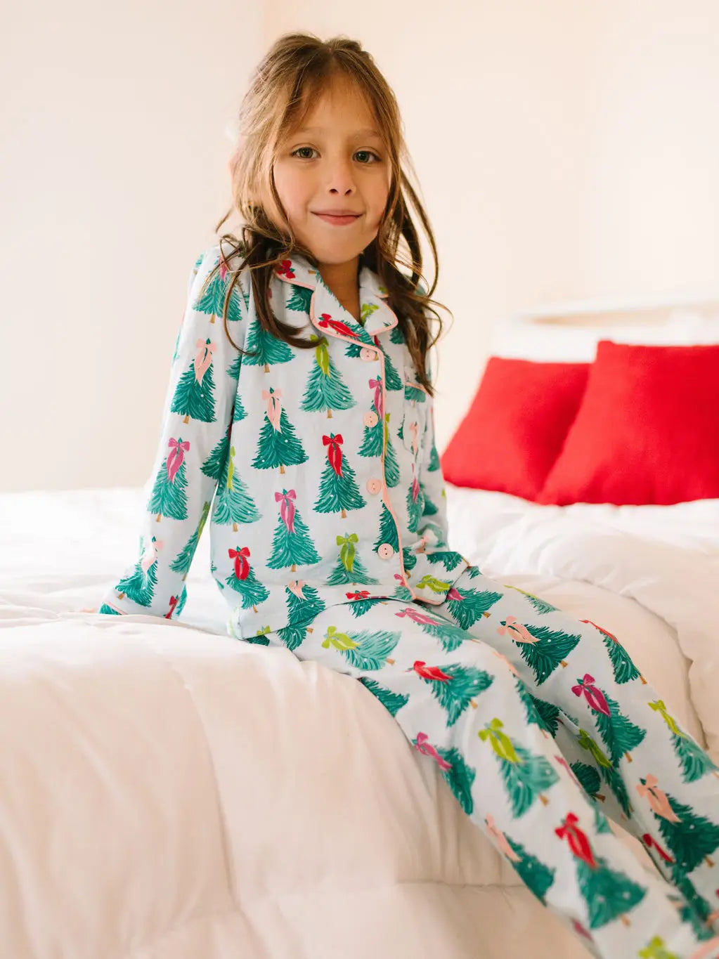 2 Piece Button Up Pj Set in Trim the Tree
