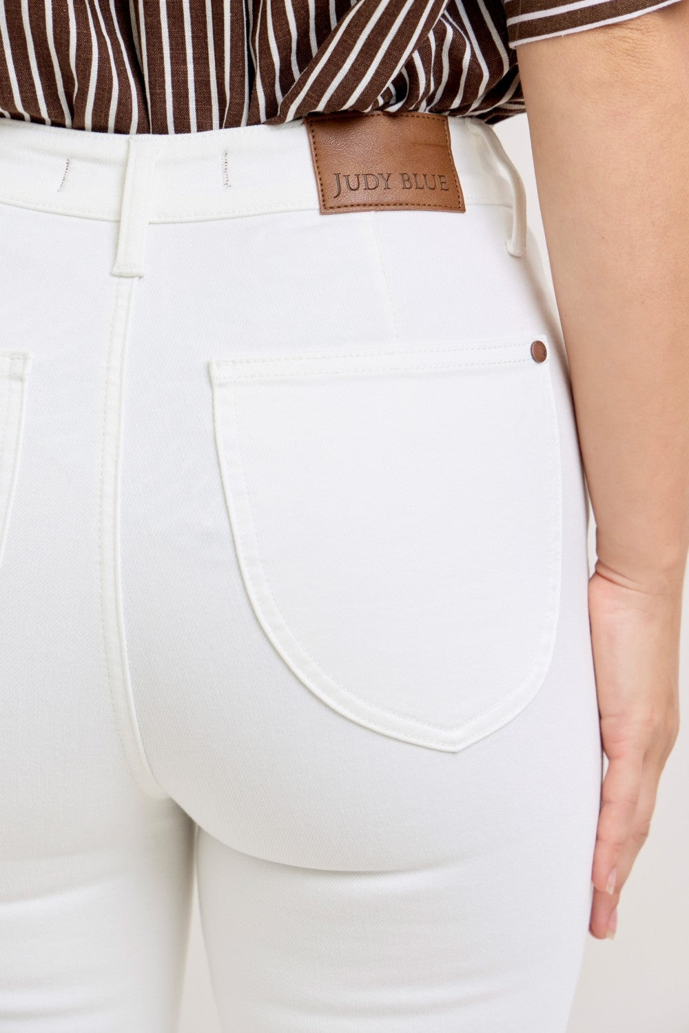 High Waisted Tummy Control Capri Jean - White