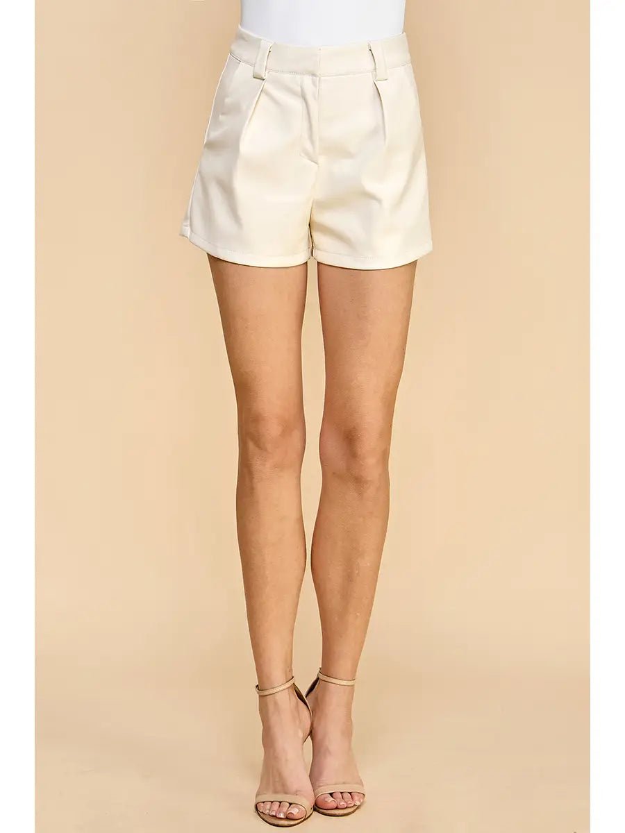 Faux Leather Short In Cream