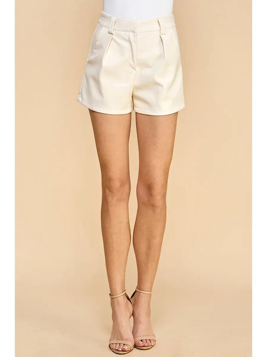 Faux Leather Short In Cream