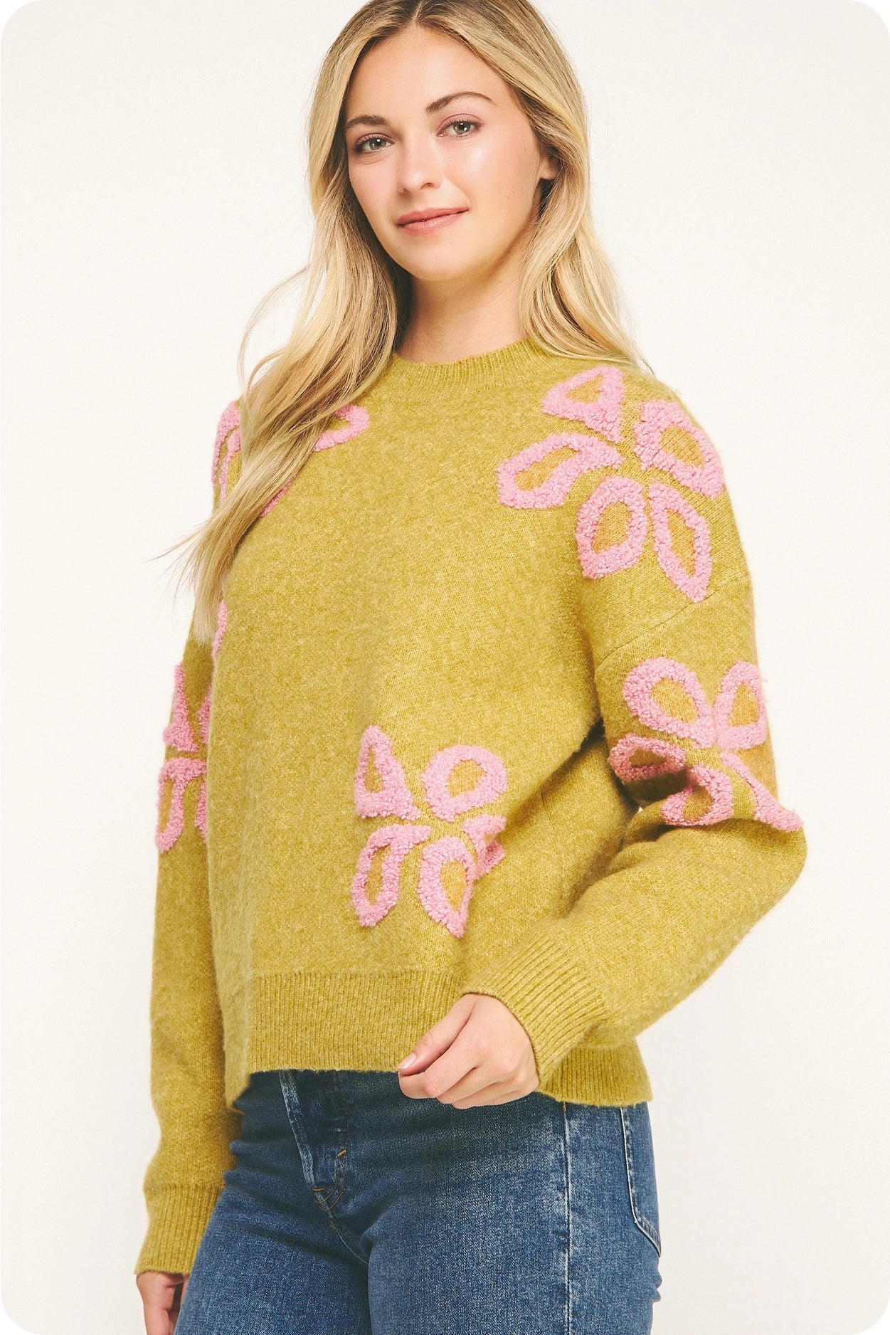 Chartreuse Floral Sweater