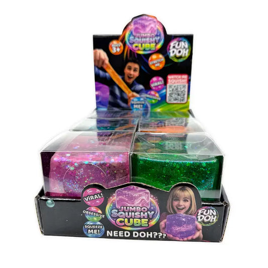Fun Doh Jumbo Squishy Glitter Cube - Assorted