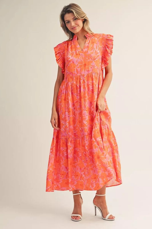 Orange Floral Maxi Dress