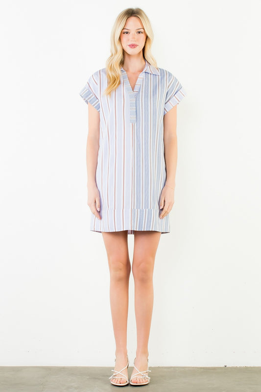 V Neck Striped Dress