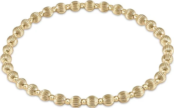 Dignity Grateful Pattern 4mm Bead Bracelet - Gold