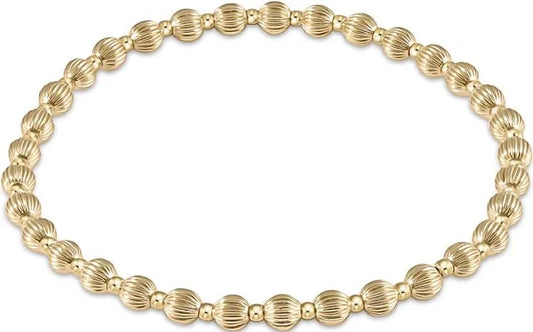 Dignity Grateful Pattern 4mm Bead Bracelet - Gold
