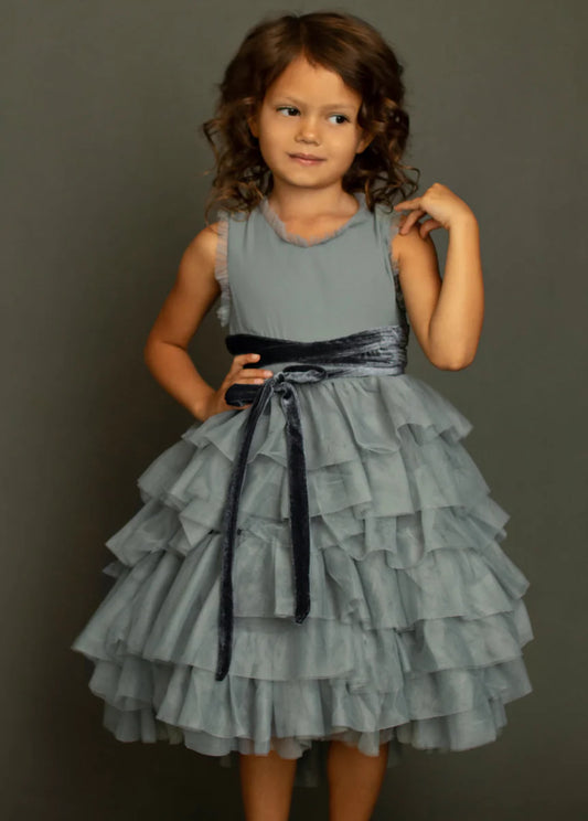 Dust Blue Geneva Petticoat Dress