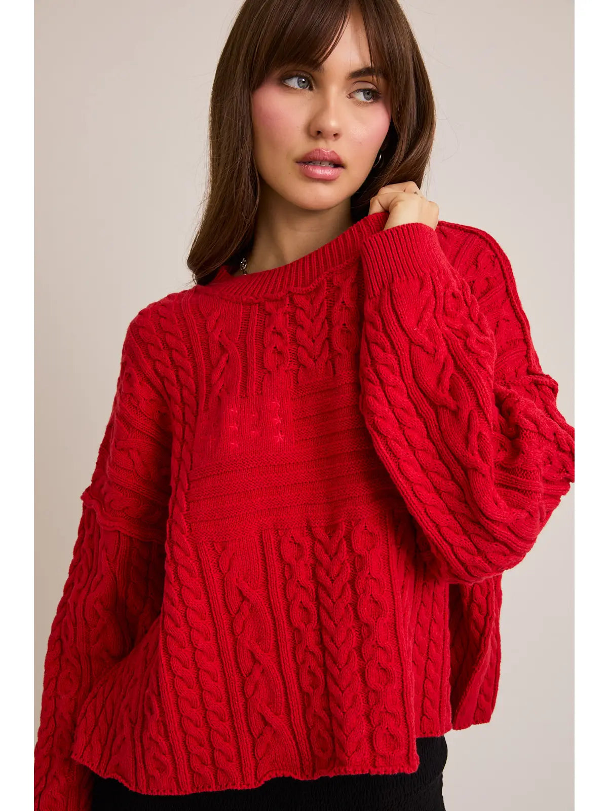 Flag Cable Knit Pullover Sweater