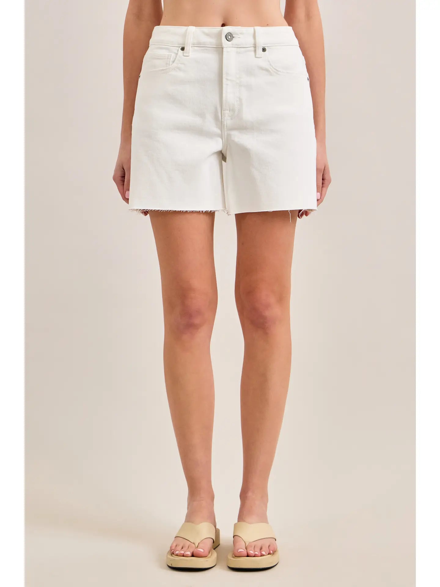 5” Inseam High Rise Ava A-Line Shorts - White