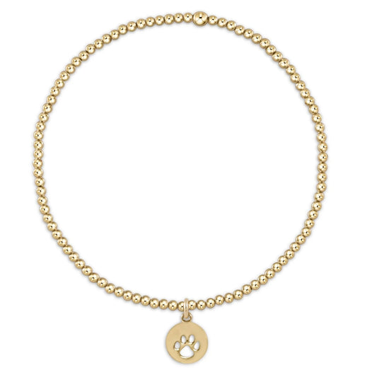 egirl Classic Gold 2mm Bead Bracelet - Paw Print Small Gold Disc