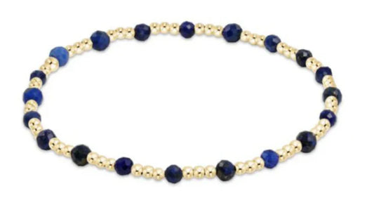 egirl Gemstone Gold Sincerity Patter 3mm Bead Bracelet - Lapis