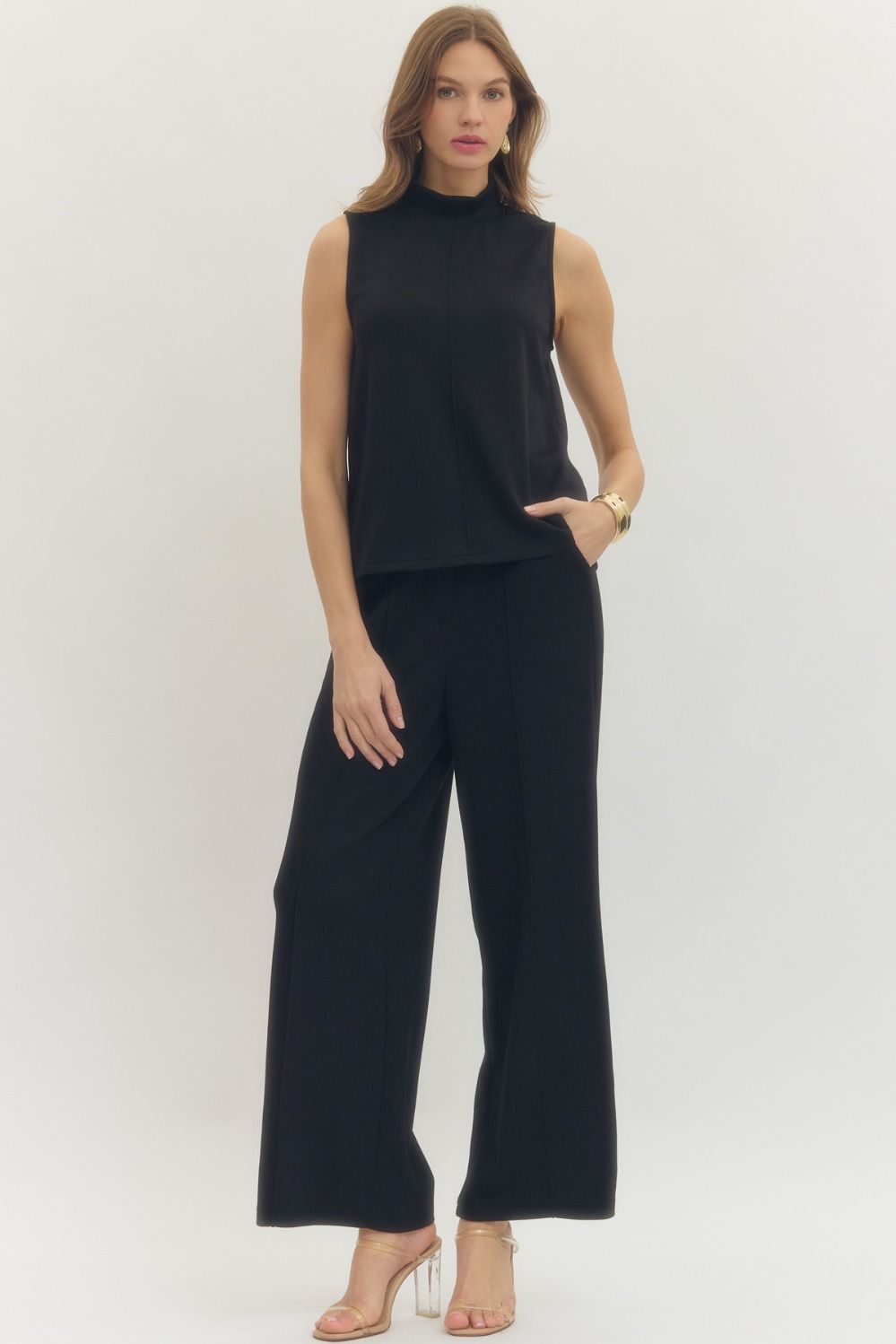 Mock Neck Set - Navy