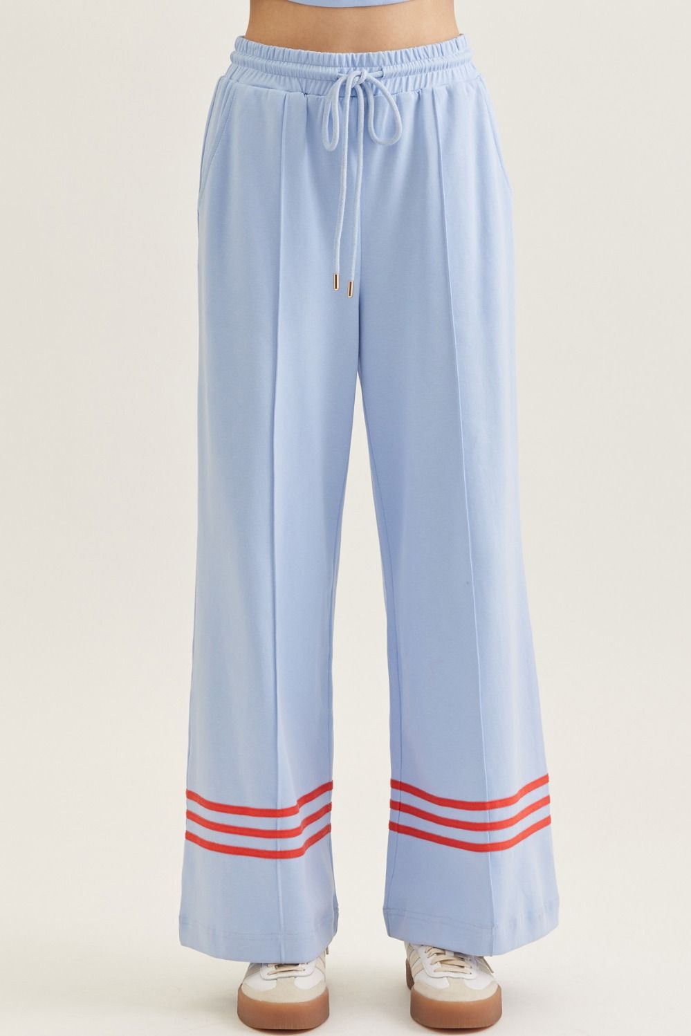 Blue Pant Set With Red Stripe