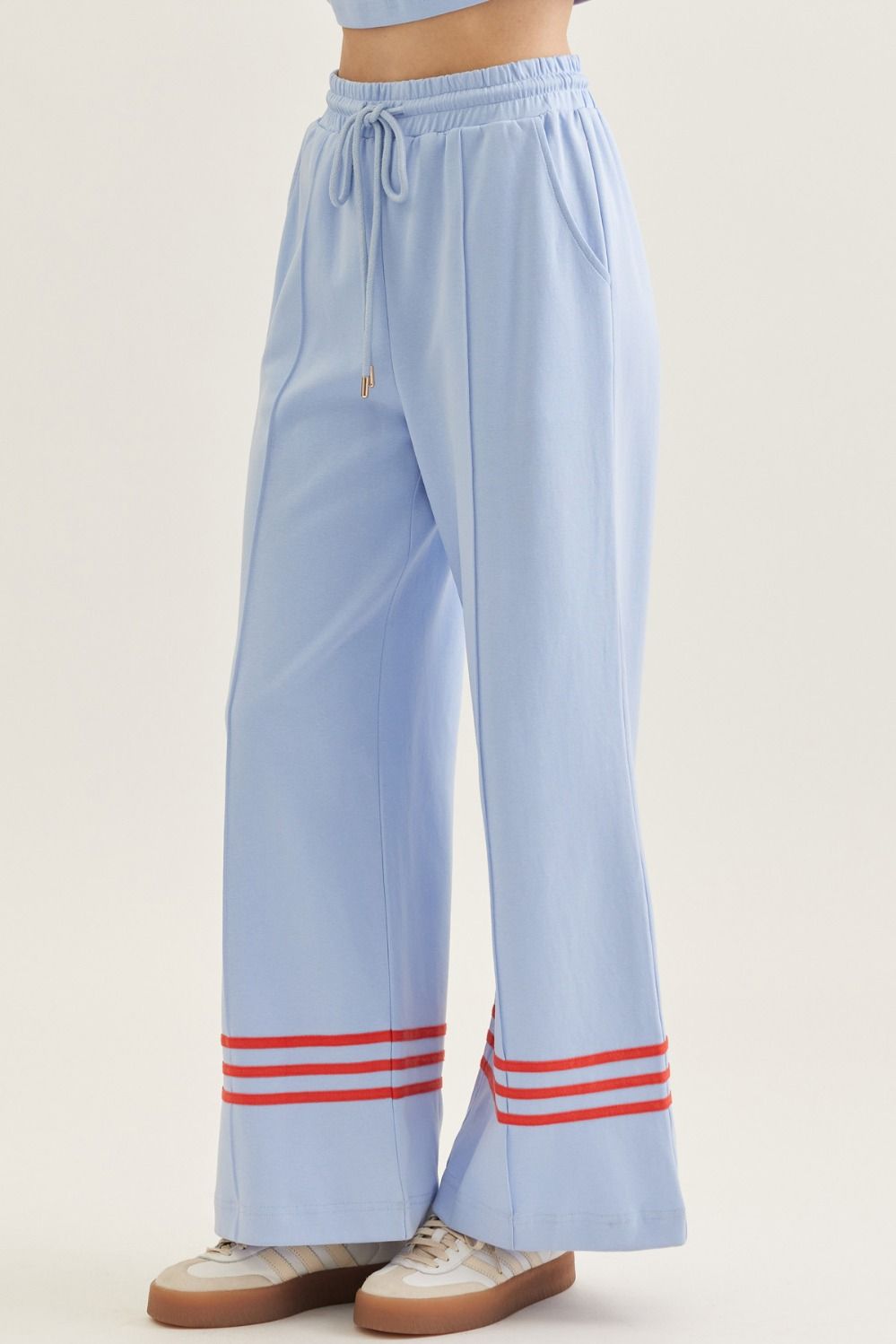 Blue Pant Set With Red Stripe