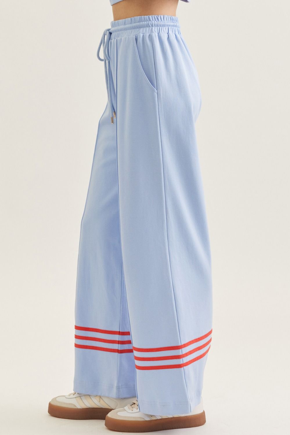 Blue Pant Set With Red Stripe