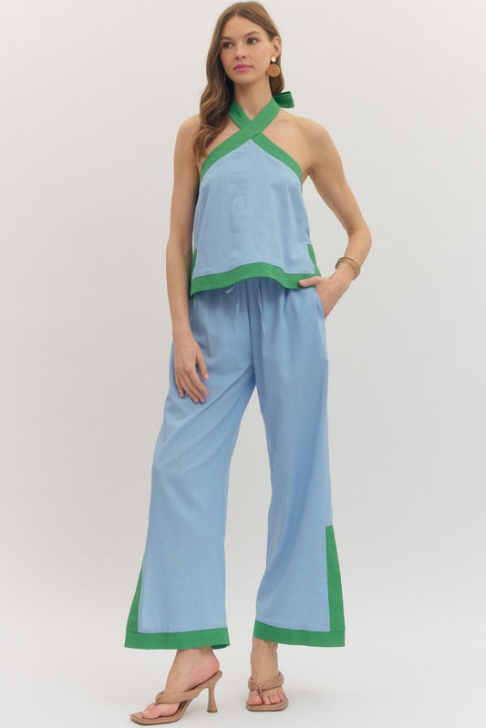 Halter Pant Set - Blue