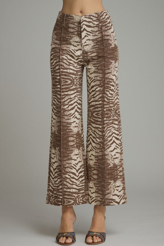 Animal Print Front Seam Pant