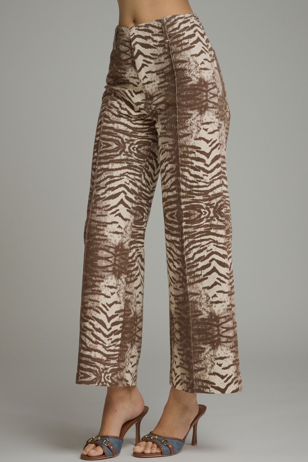 Animal Print Front Seam Pant