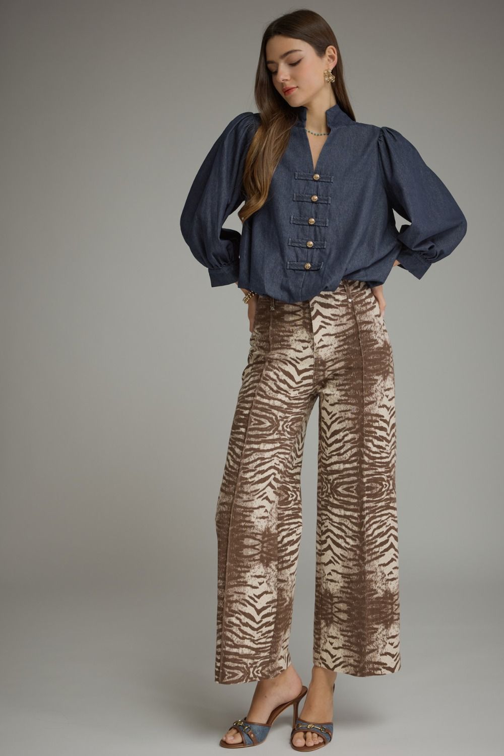 Animal Print Front Seam Pant
