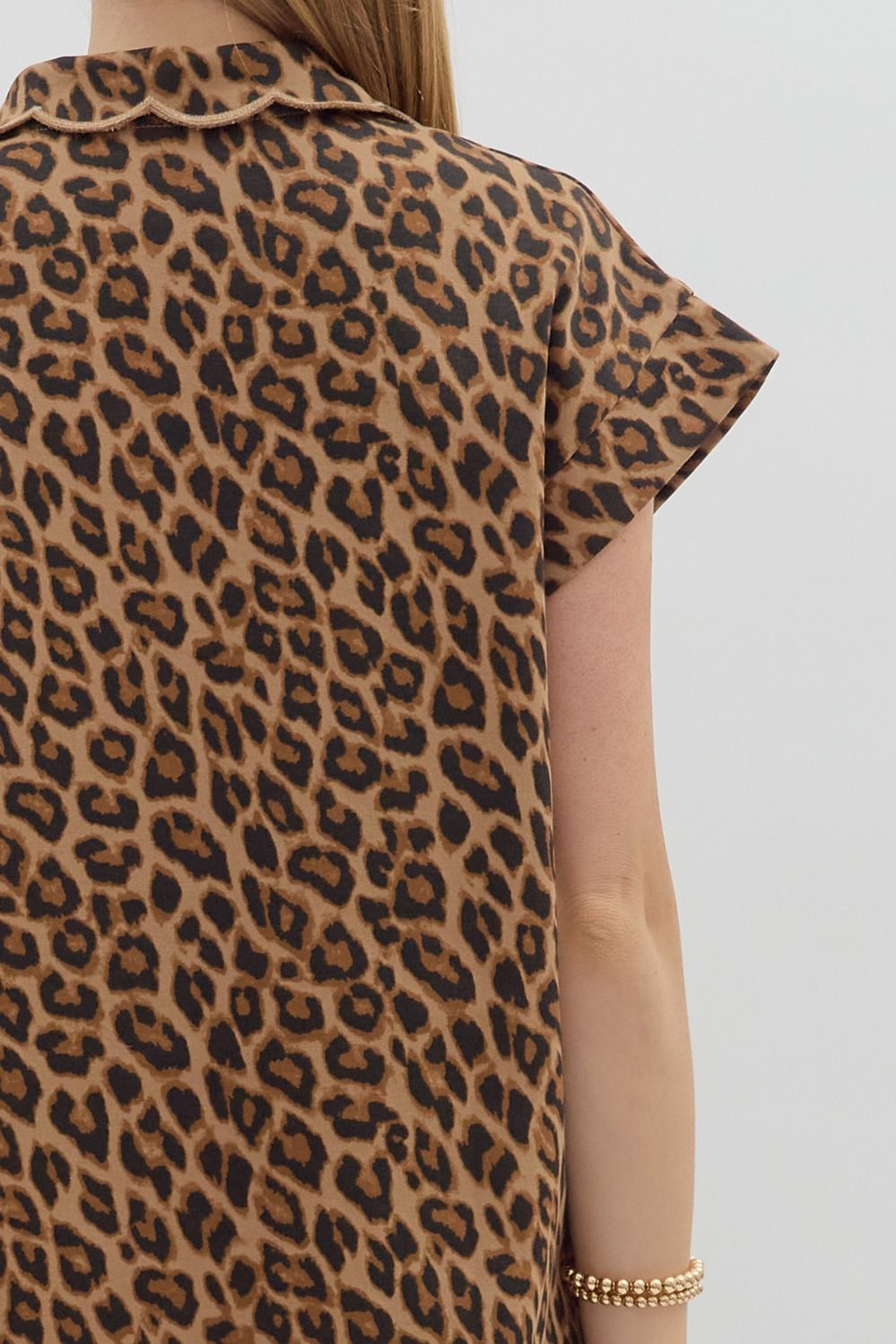 Scallop Detail Leopard Dress