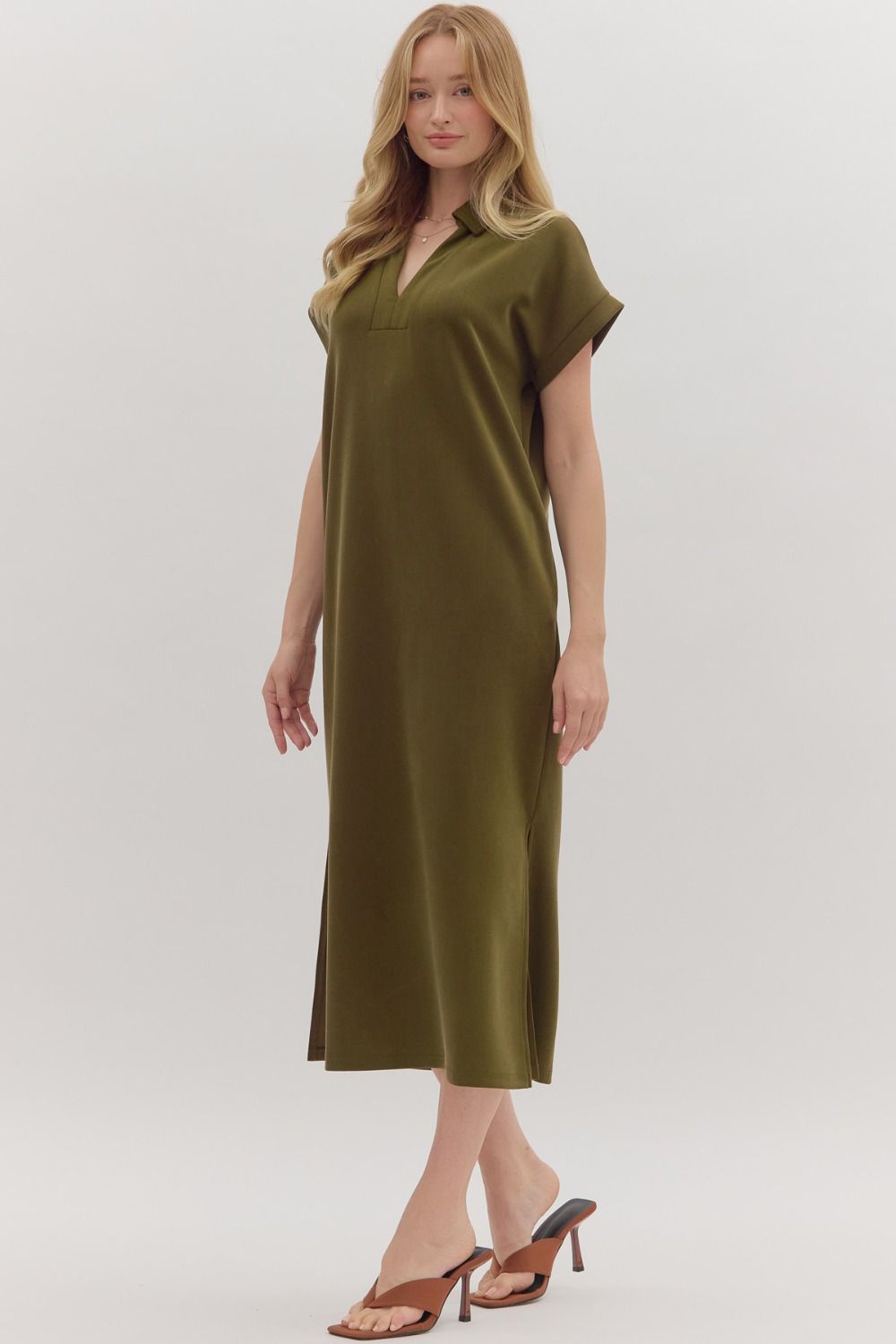 Go To Midi Dress in Olive