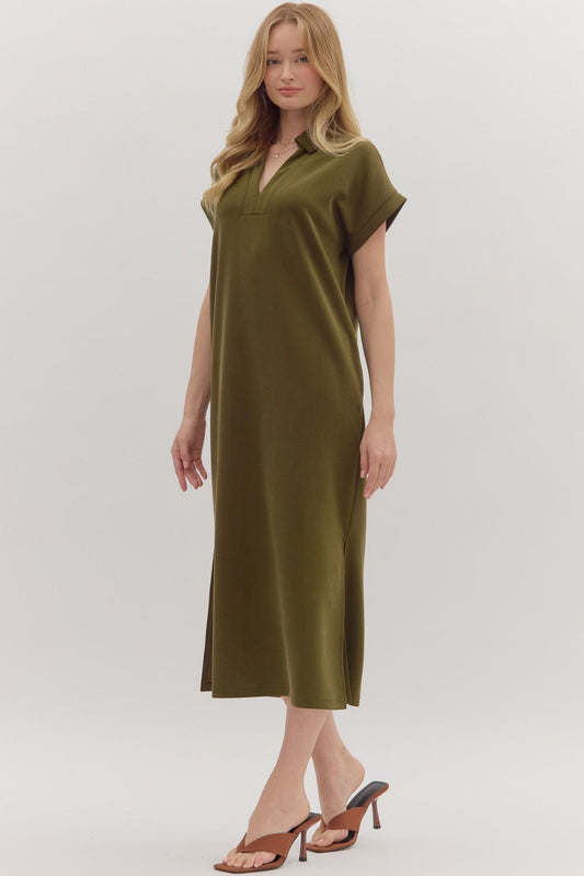 Go To Midi Dress in Olive