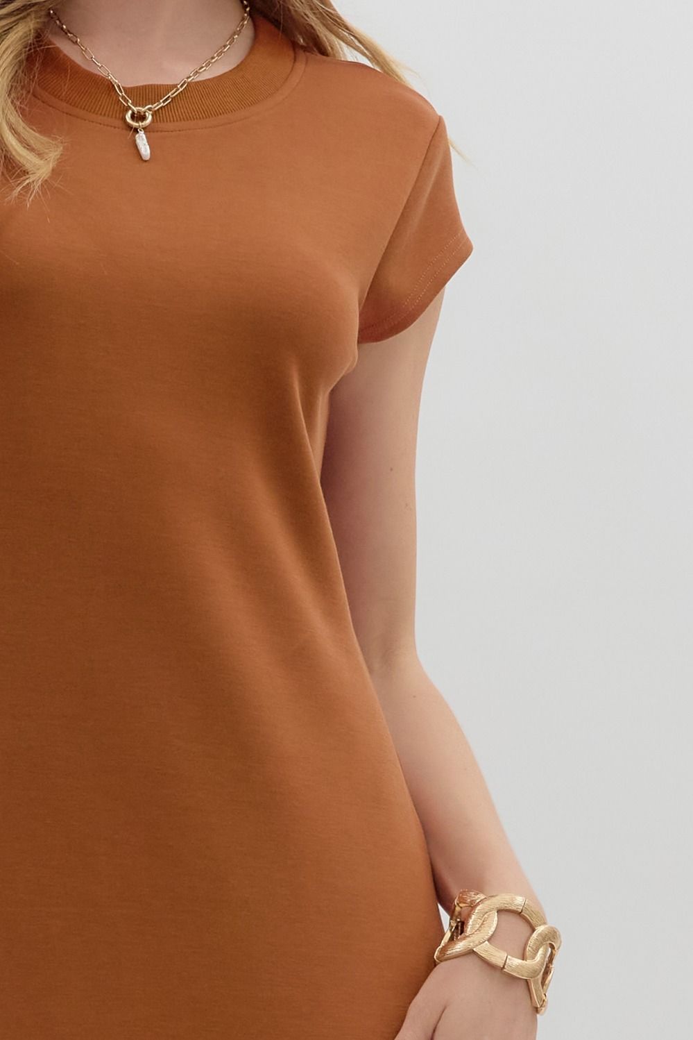 Cap Sleeve Midi Dress In Chestnut