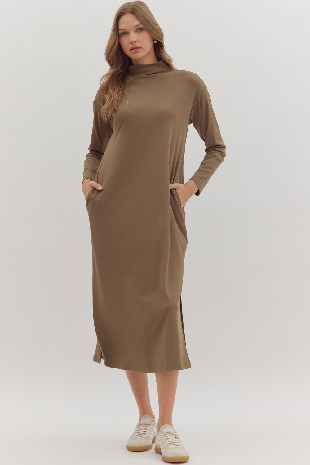 Mocha Mockneck Midi Dress