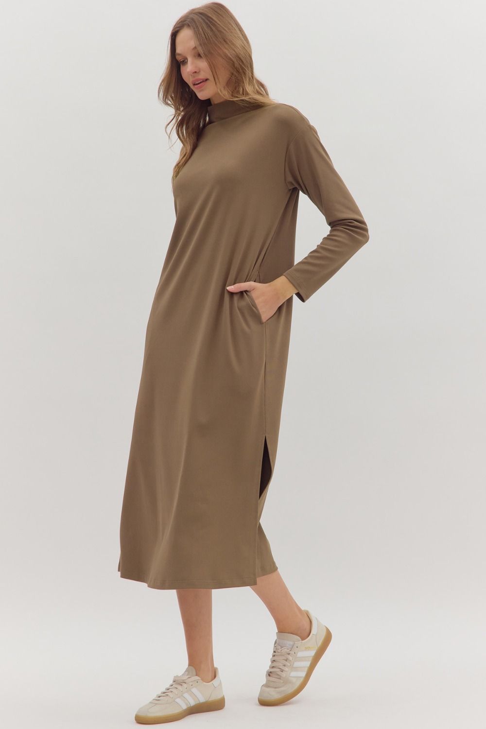 Mocha Mockneck Midi Dress