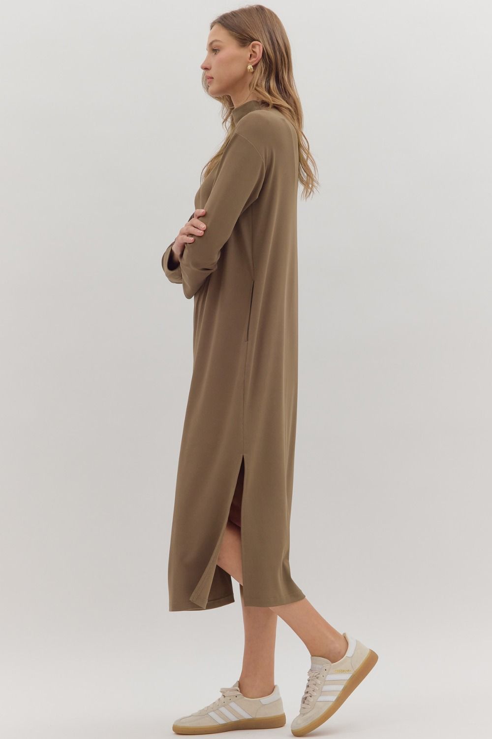 Mocha Mockneck Midi Dress
