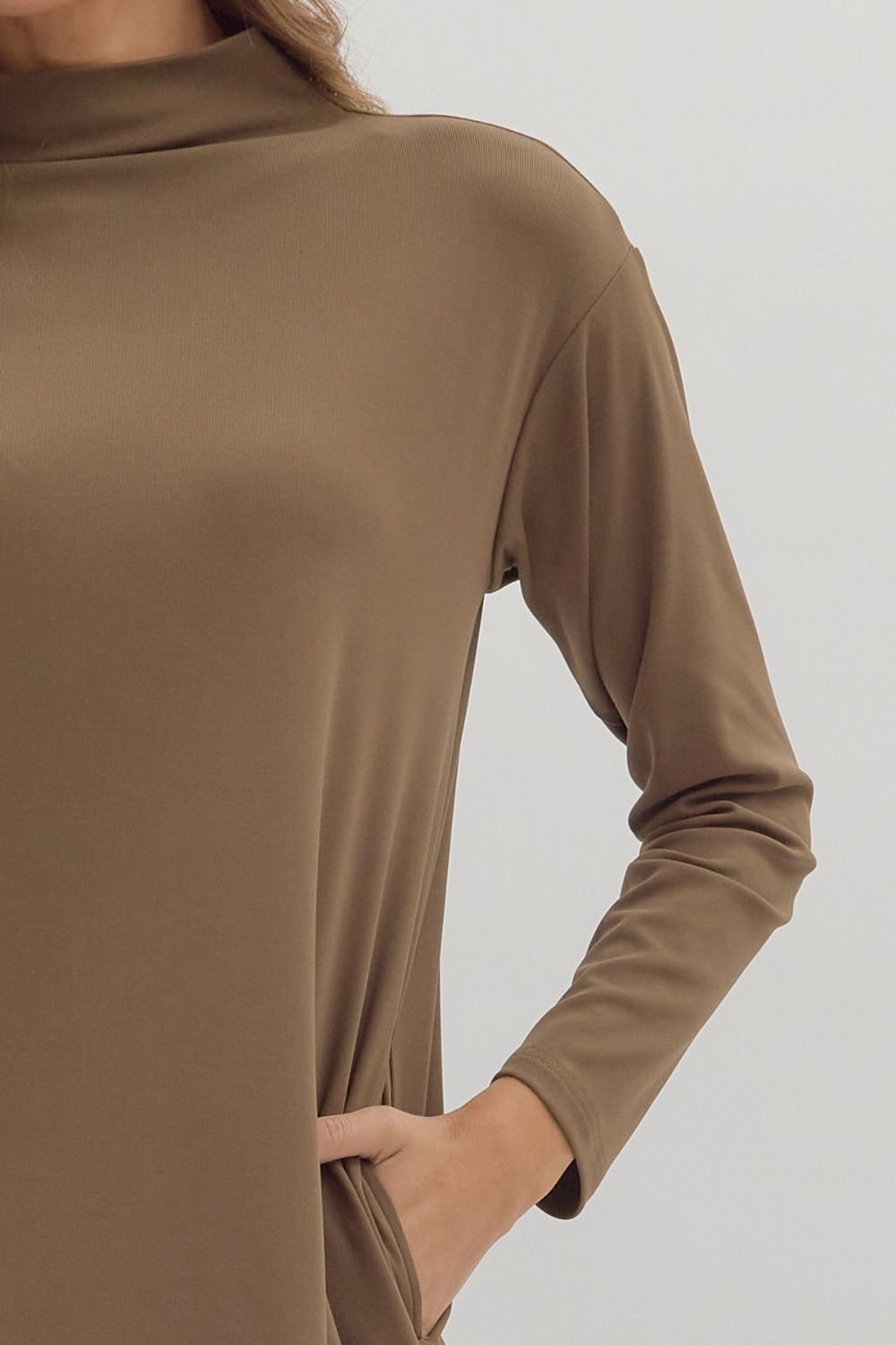 Mocha Mockneck Midi Dress