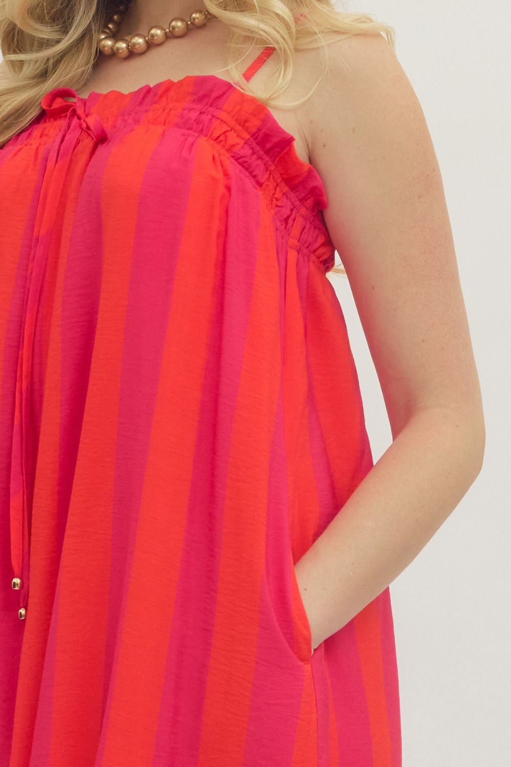 Fuchsia Striped Midi Dress