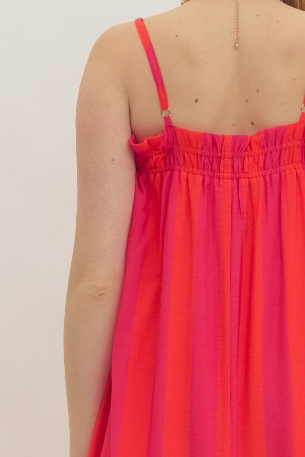 Fuchsia Striped Midi Dress
