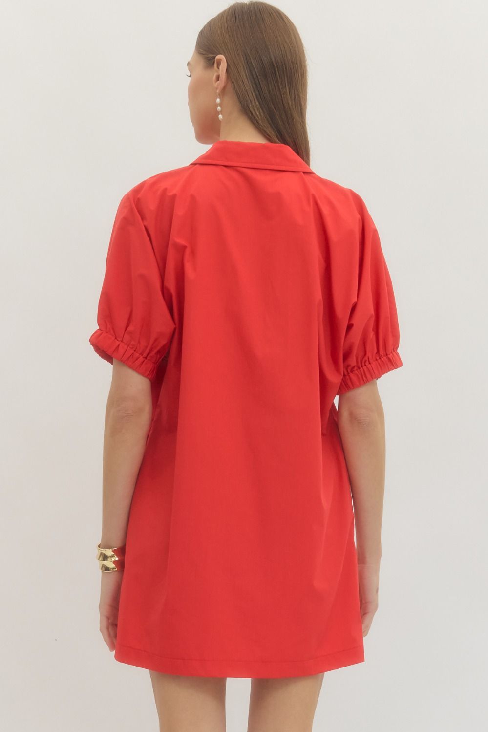 Red V Neck Dress