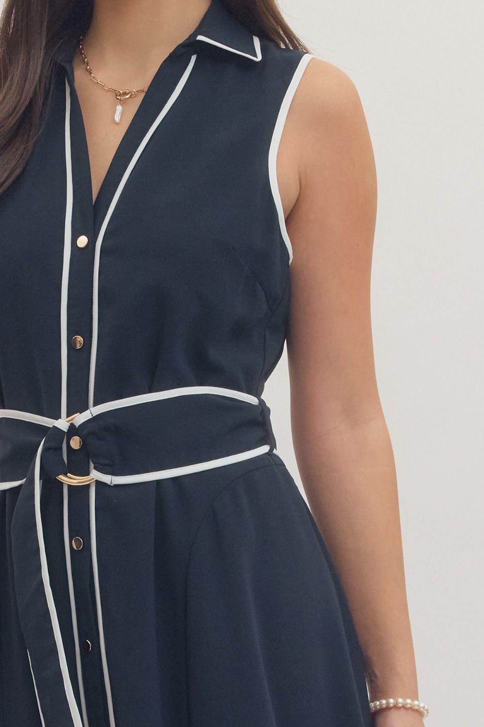 Navy Belted Dress