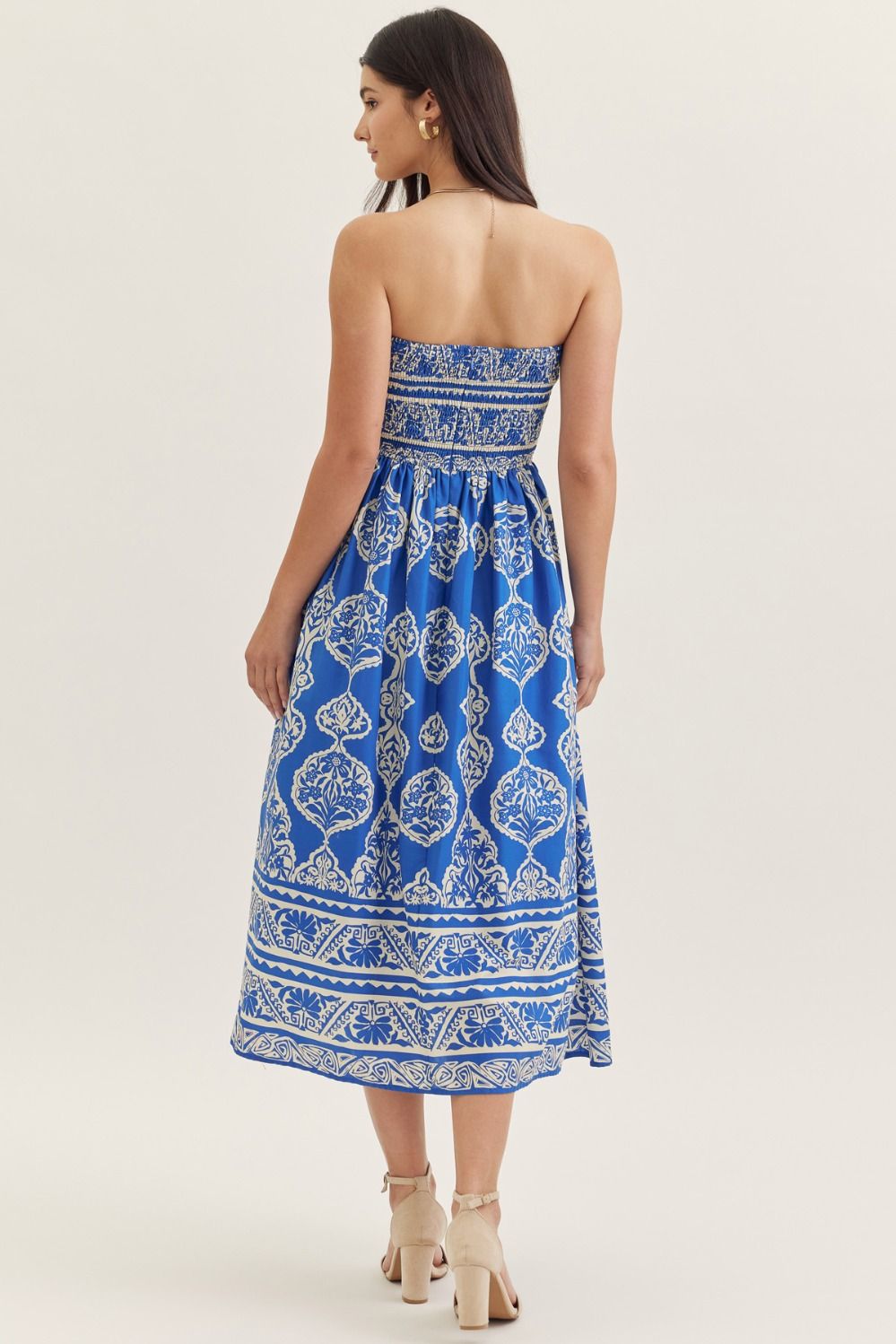 Royal Blue Strapless Midi Dress