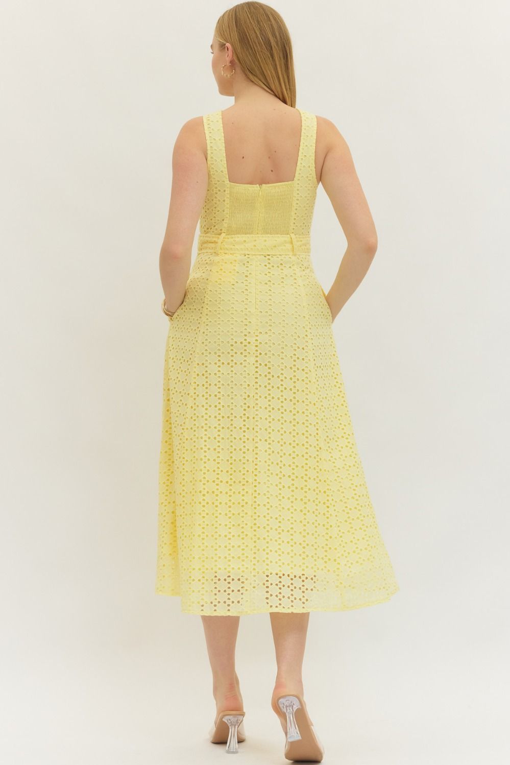 Lemon Belted Midi Dress