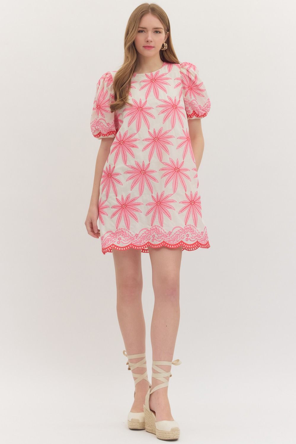 Pink Embroider Detail Dress