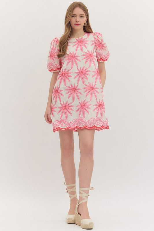 Pink Embroider Detail Dress
