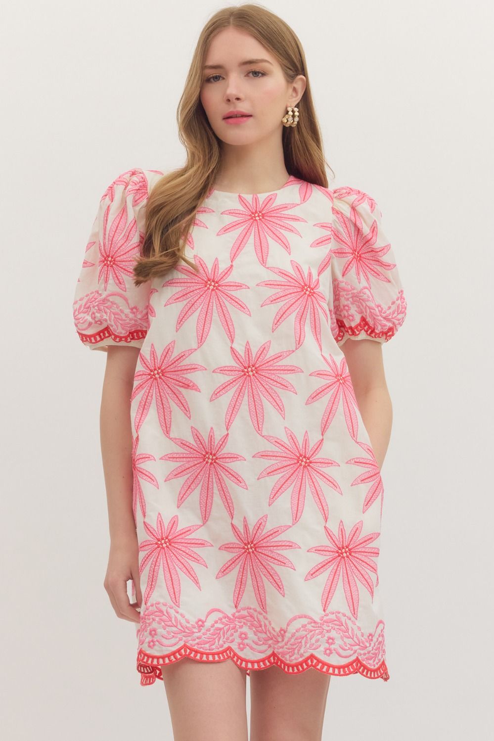 Pink Embroider Detail Dress