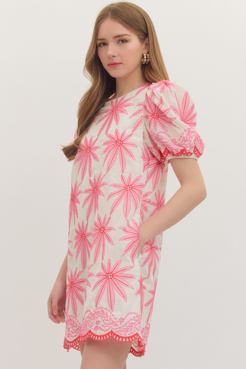 Pink Embroider Detail Dress
