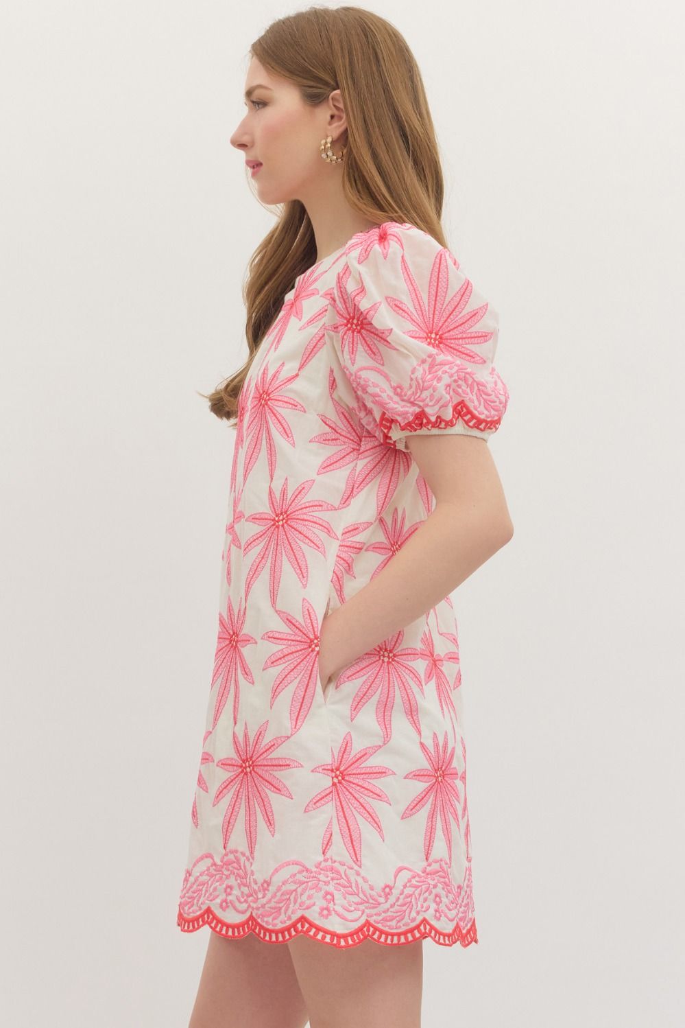 Pink Embroider Detail Dress