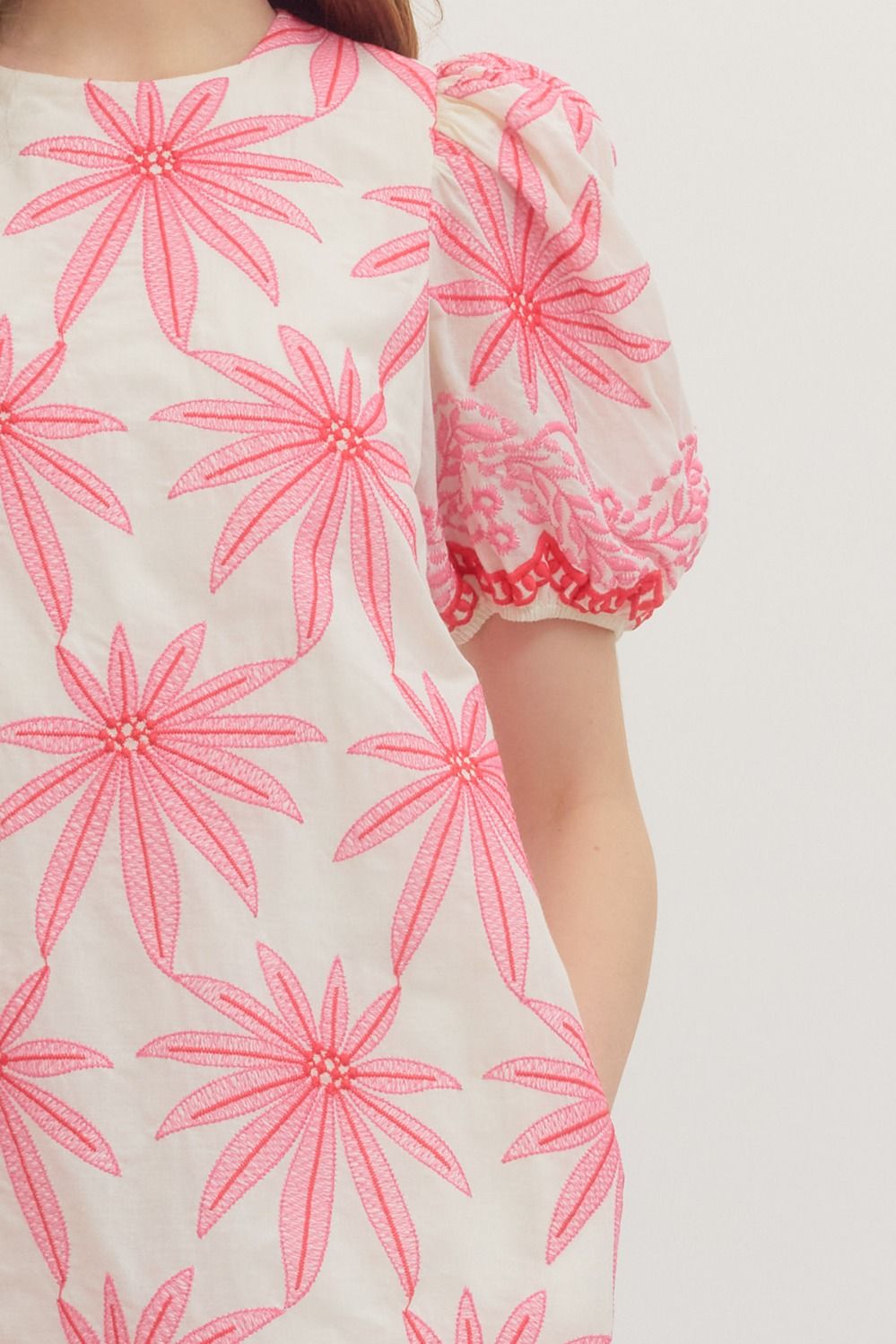 Pink Embroider Detail Dress