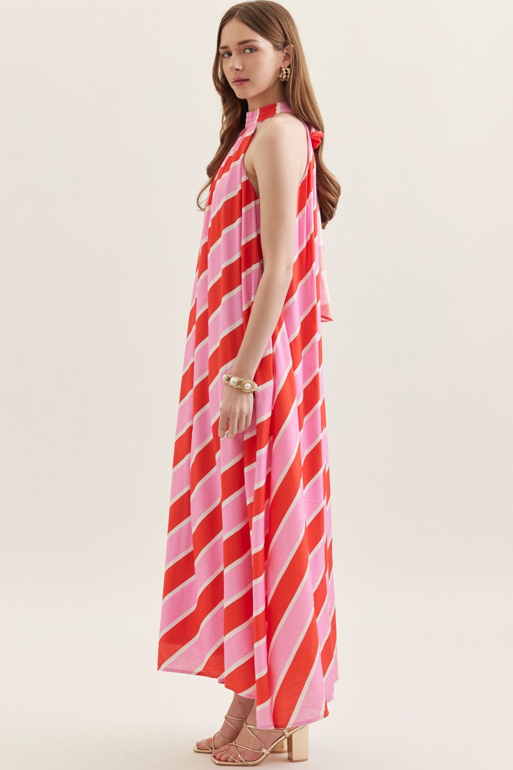 Striped Halter Maxi Dress