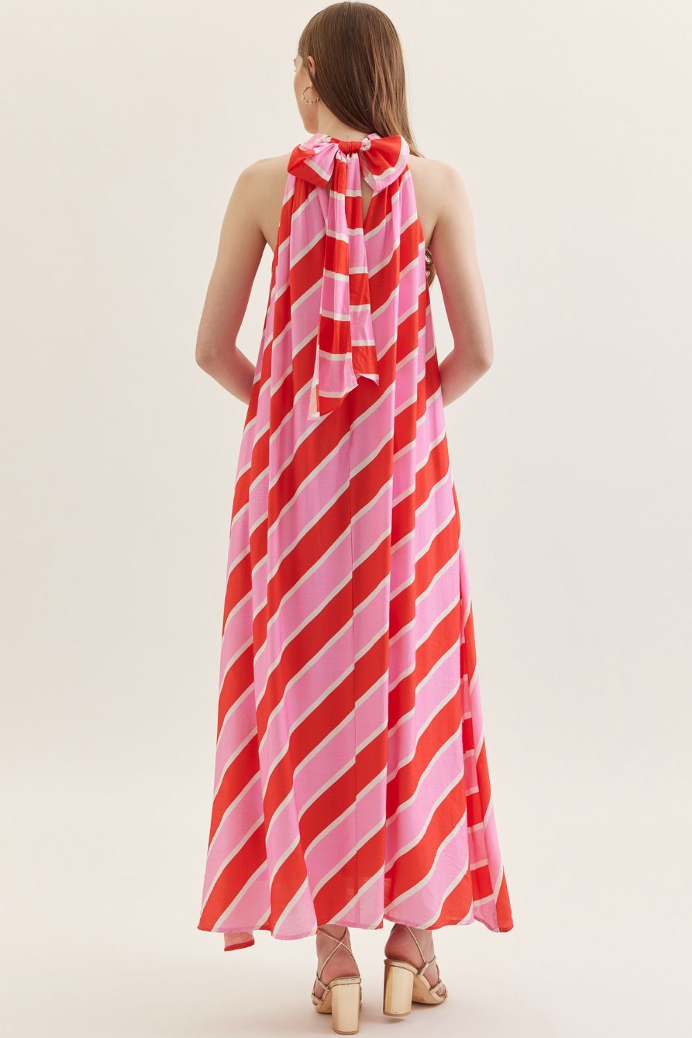 Striped Halter Maxi Dress