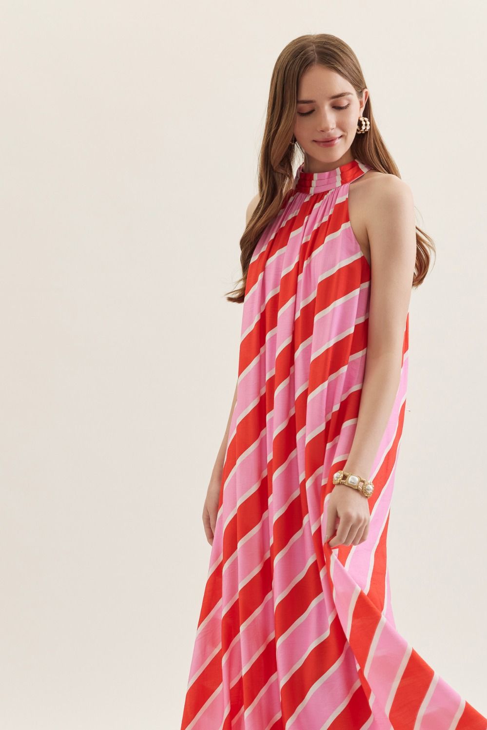 Striped Halter Maxi Dress