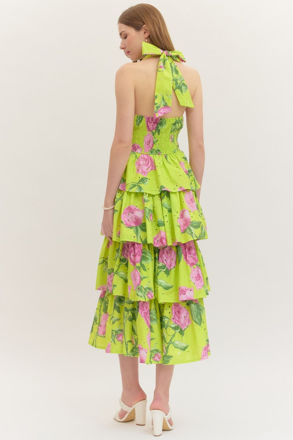 Chartreuse Riffle Midi Dress