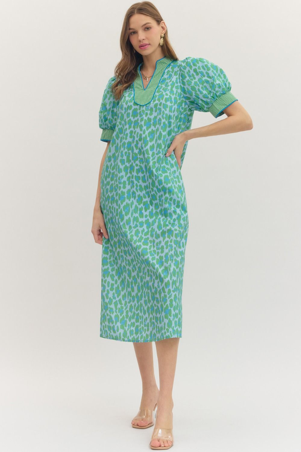 Leopard Midi Dress - Green