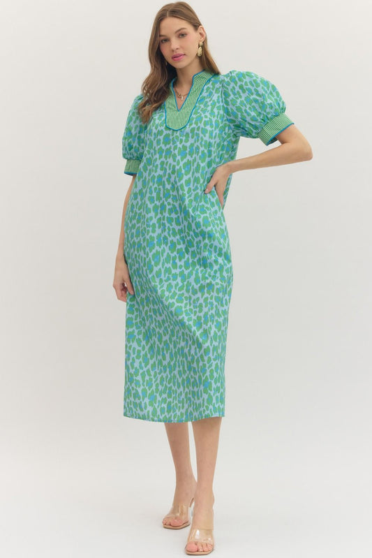 Leopard Midi Dress - Green